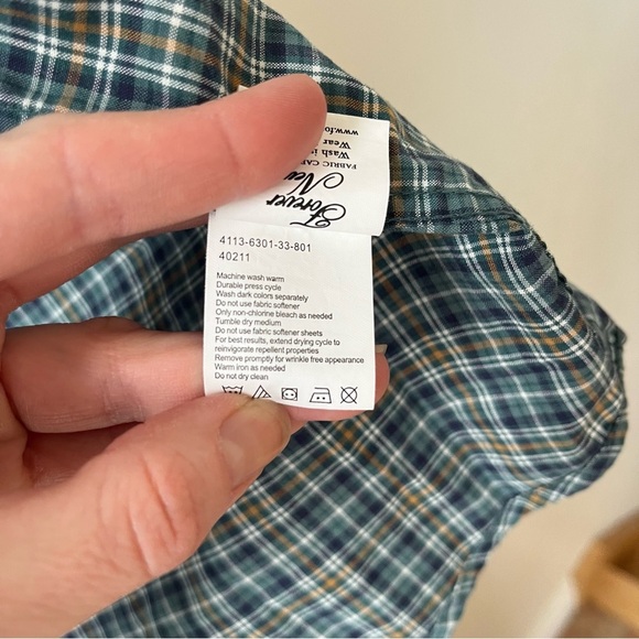 Lot of two Haggar forever new long sleeve plaid flannel button up shirts medium - Picture 6 of 16